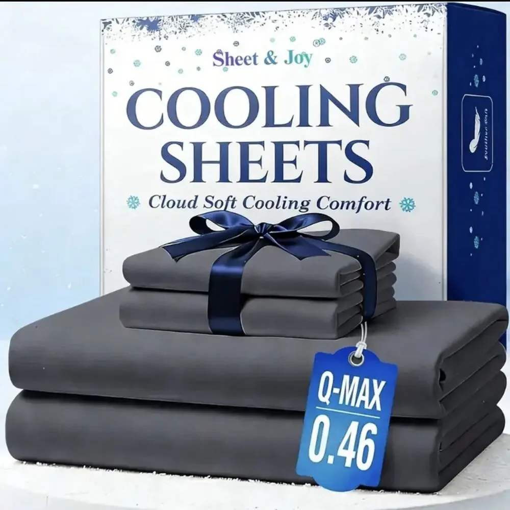 Bamboo Cooling Sheets, Full-Size In Medium Color, Gray Brand New